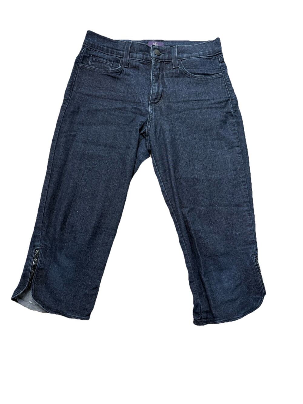NYDJ High Rise Crop Capri Jeans USA Sz 4 P Dark Blue w Stretch Lift-Tuck EUR 34